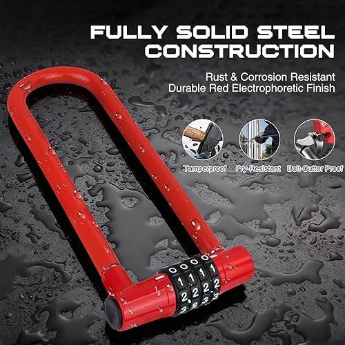 Miniatura 4 de Bike U Lock - Cerradura de bicicleta resistente con combinación de 4 dígitos en forma de U para una máxima seguridad