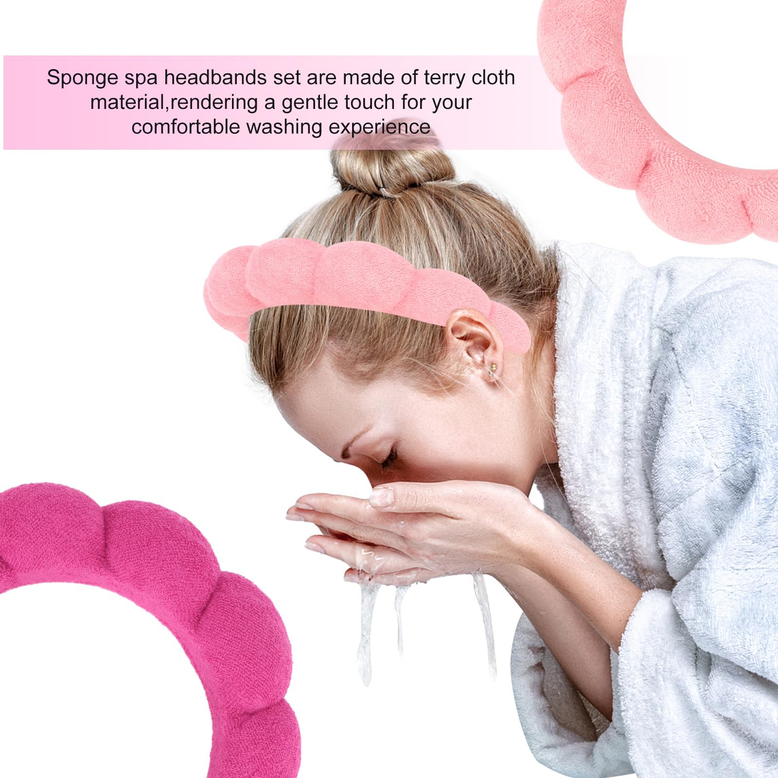 Spa Headbands Bulk 10 Pcs Terry Cloth Makeup & Face Washing Accessory Amazon.com : Spa Facial Headbands Combo Pack - 2 Terry Cloth  main image 2