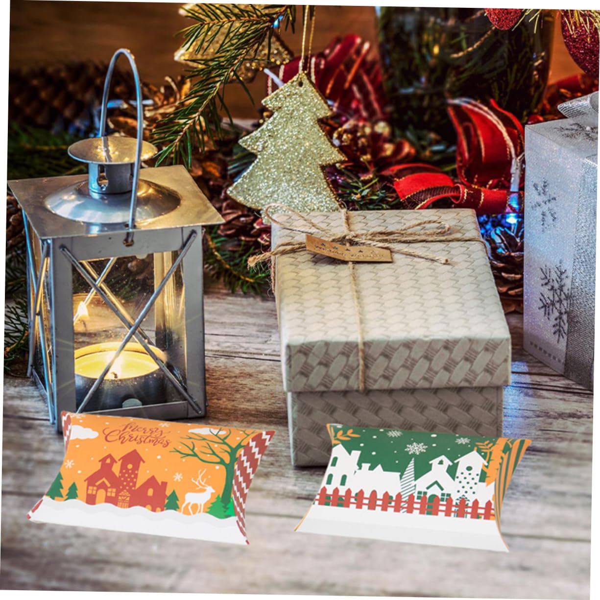 50pezzi Scatole Regalo Di Natale Scatole Di Caramelle Natalizie Di Carta Articoli Per Feste Porta Caramelle Regalo Creative