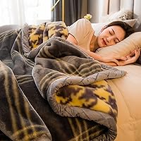 Vista 6 de Manta de Visón Coreana de Invierno de Felpa Suave, Manta de Forro Polar Raschel de Franela para Sofá y Sillón 60x80 Pulgadas Otoñal Suave y Cálida