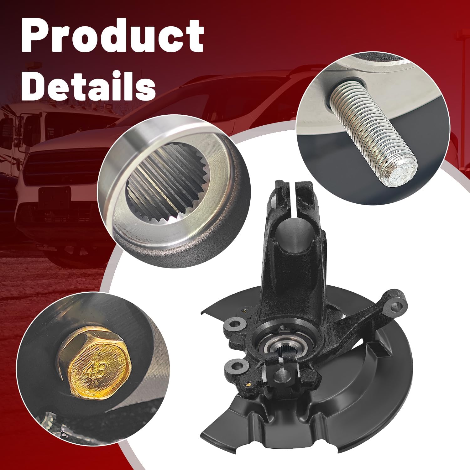 Front Right Steering Knuckle Assembly Compatible with Ford Escape 2013-2019, Passenger Side Spindle Knuckle w/Wheel Bearing Hub, CV6Z2K004C CV6Z3K185B LK144