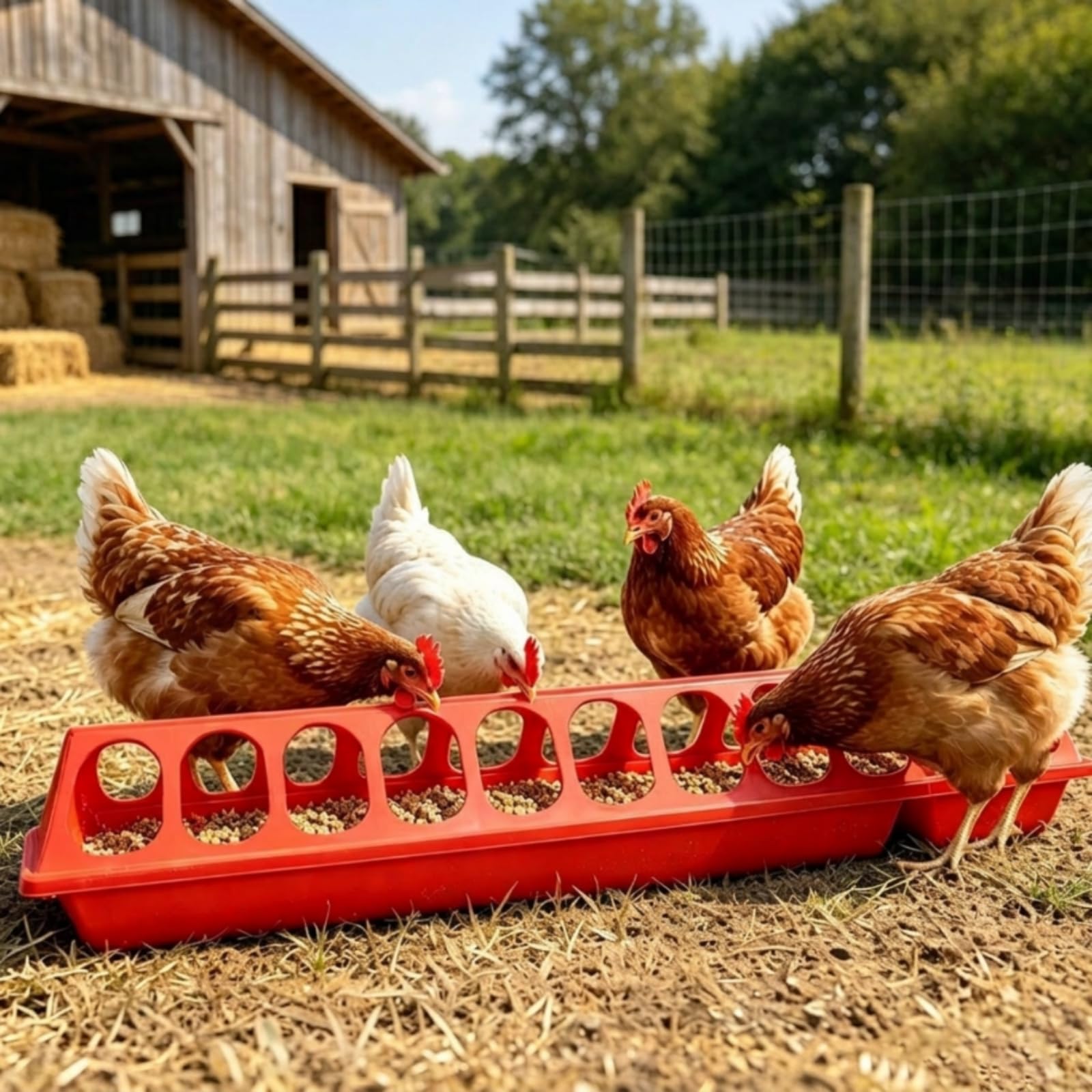 Mangiatoia Rettangolare in Plastica Anti-Spreco Mangiatoia a Canaletta Facile da Abbeveratoio per Galline, Allevatori, Pollaio, Allevamento , 75 Cm