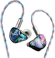HiFiGo IEMs Juzear x Z Reviews Defiant in Ear Monitor, 1DD + 3BA Hybrid Drivers Earphone, HiFi Wired Gaming IEM Earbuds com cabo destacável para músico, audiófilo gamer (Rainbow)