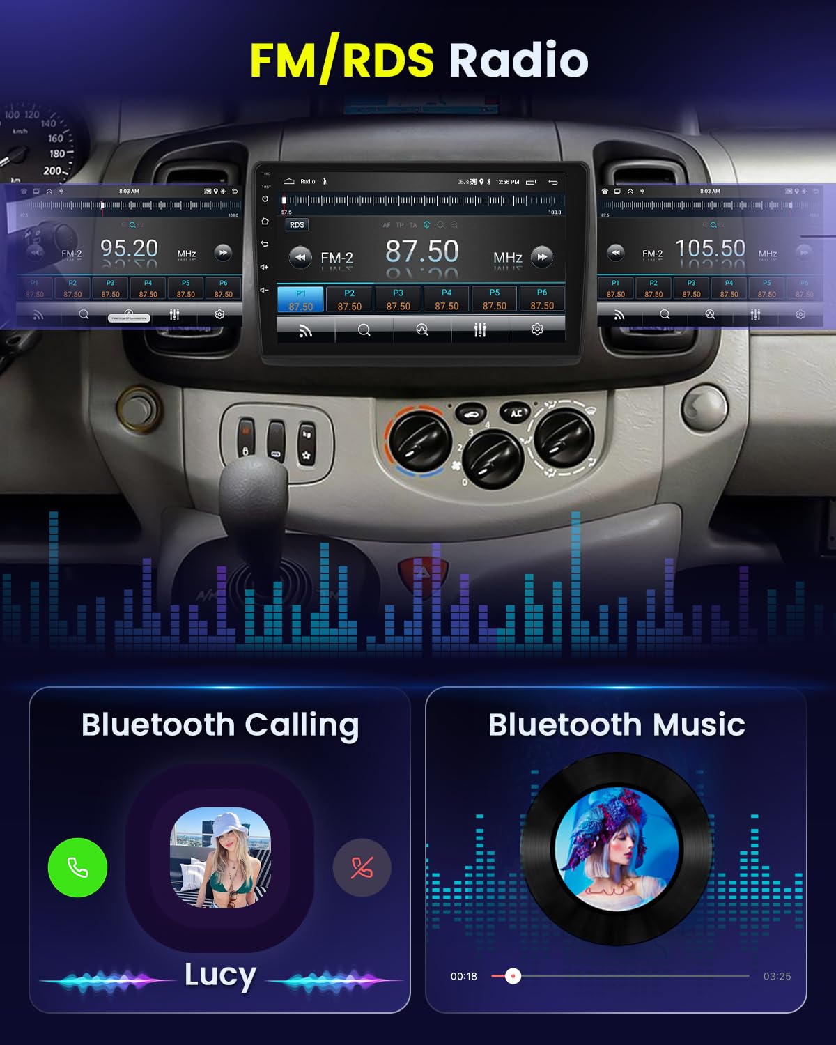 Hikity 2+64GB Radio Coche Android 15 para Renault Trafic 2001–2010/Opel Vivaro 2006–2010/Nissan Primastar 2006–2014 con 10" Pantalla, Carplay Android AutoFM/RDS Radio BT WiFi+Cámara Trasera+Mic