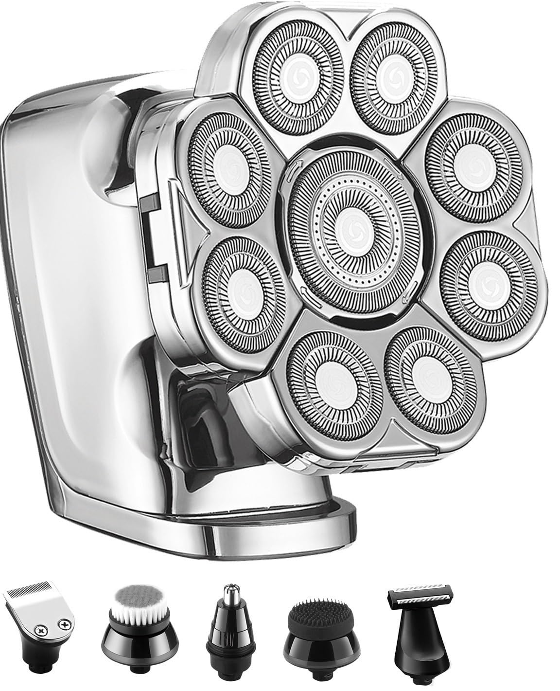 Rasoio per la testa da uomo, 6 in 1 Rasoio da barba 9D Rasoio da uomo calvo IPx6 Rasoi impermeabili Wet Dry USB Ricaricabile Trimmer Kit per la toelettatura Rasoi per gli uomini