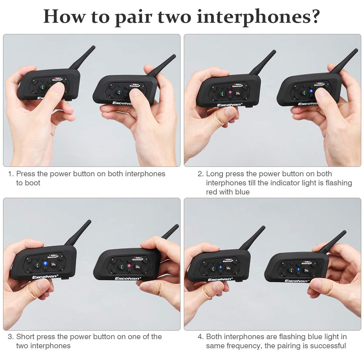 Moto Excelvan V6 Excelvan V6 Bluetooth Motorcykel Intercom Sæt Med