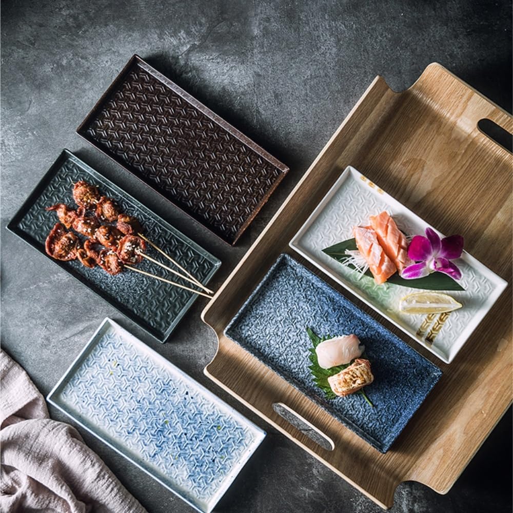 Plato rectangular para sushi comercial plano japonés decorativo (A)