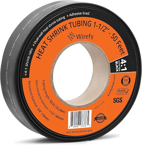 Wirefy 1-1/2" Heat Shrink Tubing - Large Diameter - 4:1 Ratio - Adhesive Lined -
