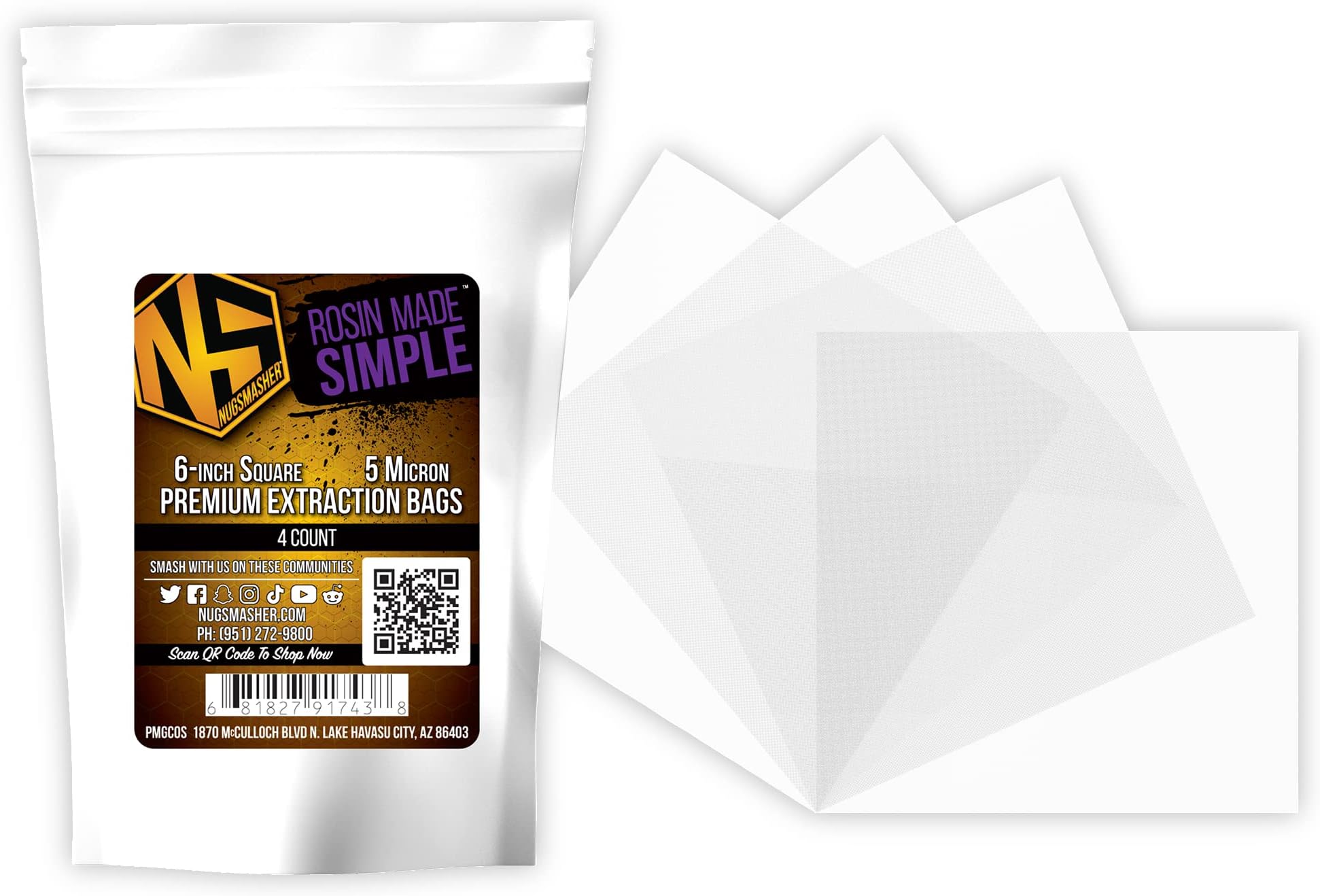 Square Premium Fine Food Grade Nylon Mono-filament Woven Filter Mesh (5 to 25 Micron) (4) 6"x6" -5 Micron)