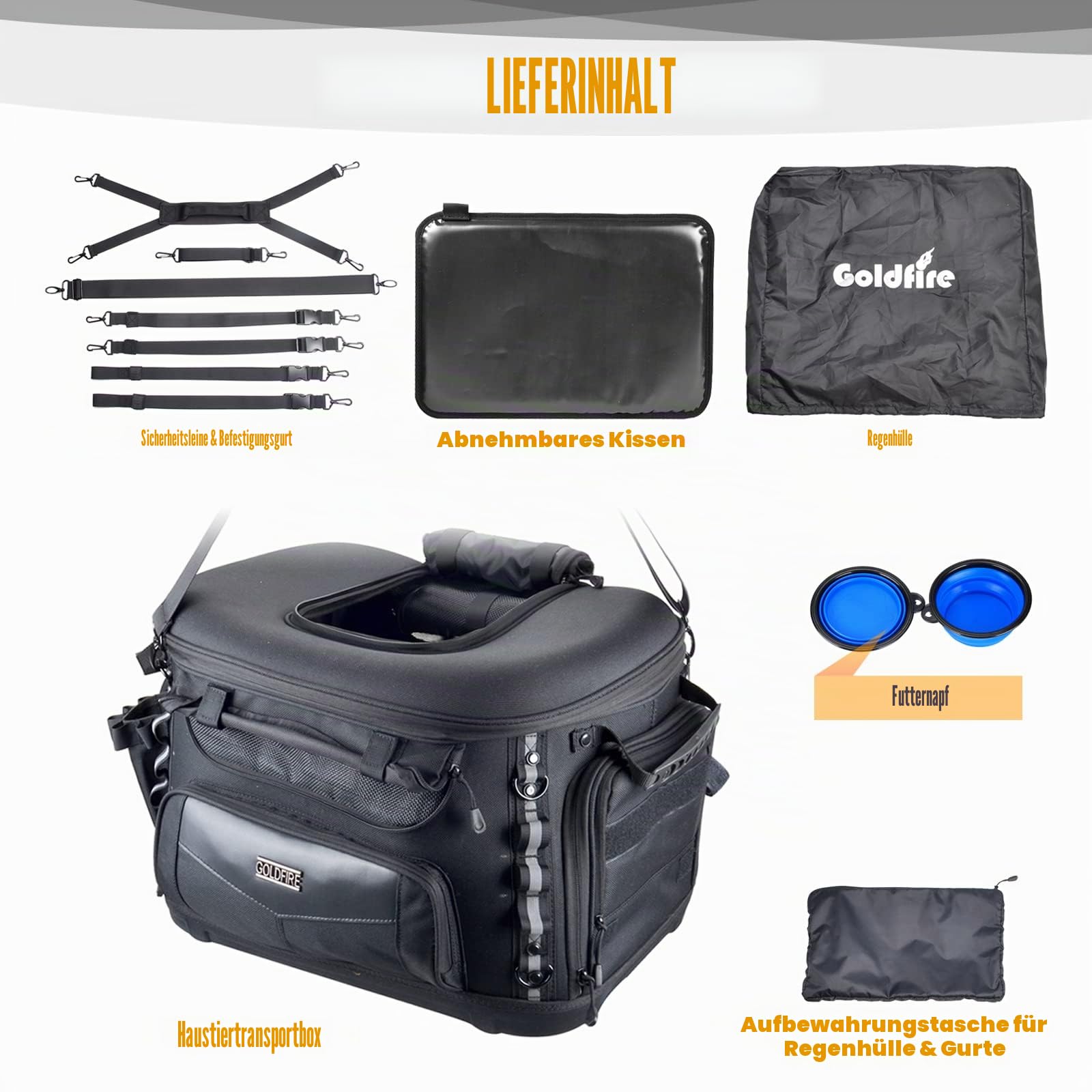 Motorrad Hundetragetasche, Rücksitz Fahrzeugmontierte Haustiertragetasche Reisetasche Katzentragetasche für Harley Trike Triumph Touring Street Glide Road King CVO (Schwarz)
