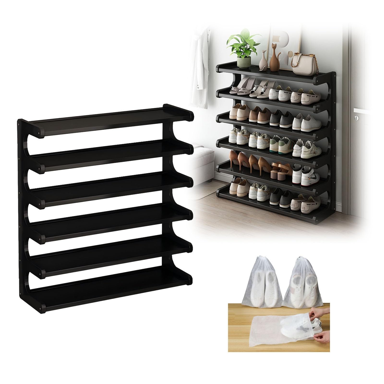 Solution gain de place pour ranger 6 niveaux de chaussures à l'abri des regards