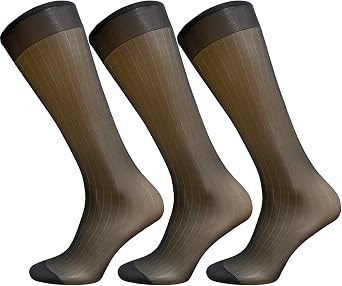 3 Pairs Mens Sheer Socks OTC Men Silk Ultra Thin Dress Sock Nylon Daily Casual Stockings Work Sox Wear