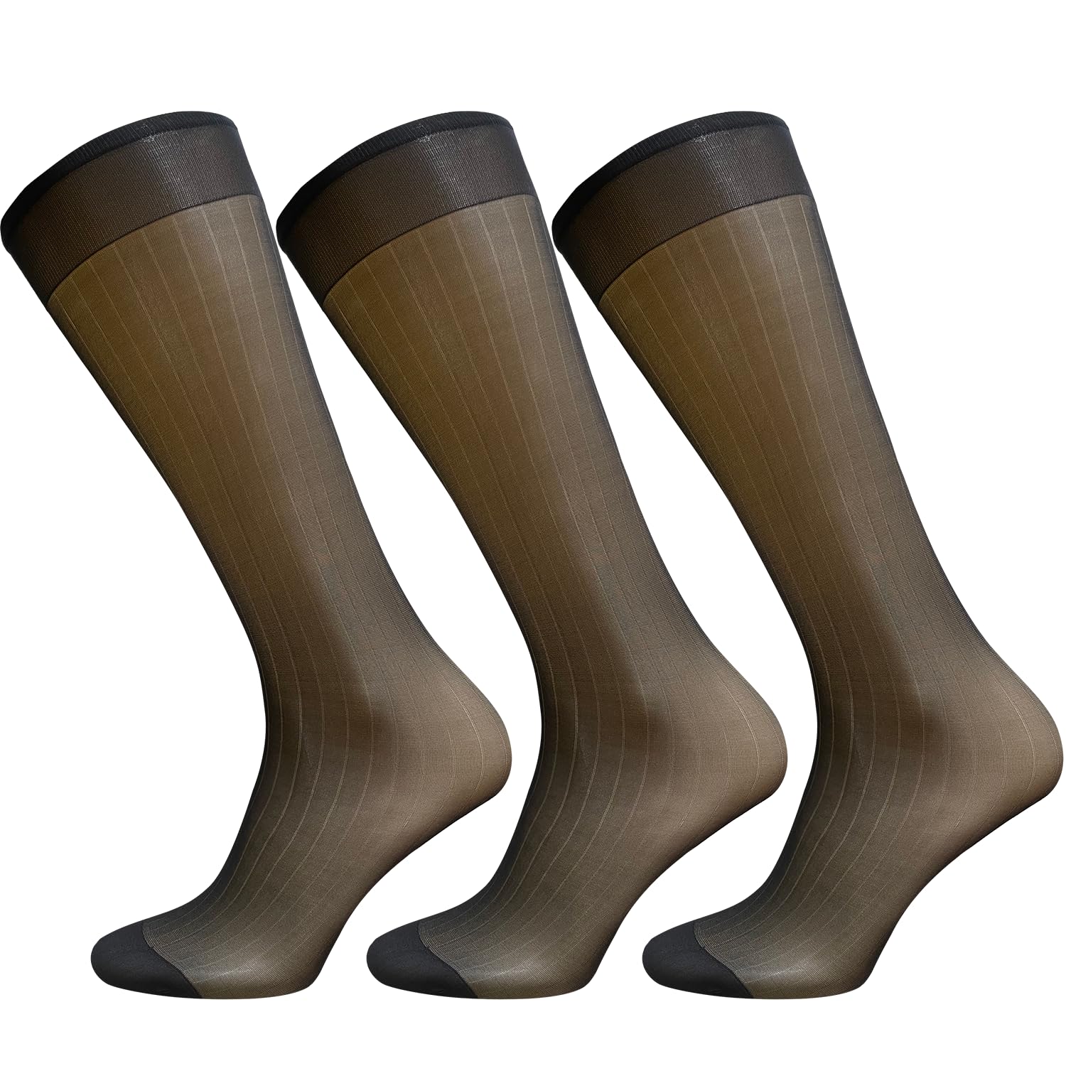 3 Pairs Mens Sheer Socks OTC Men Silk Ultra Thin Dress Sock Nylon Daily Casual Stockings Work Sox Wear
