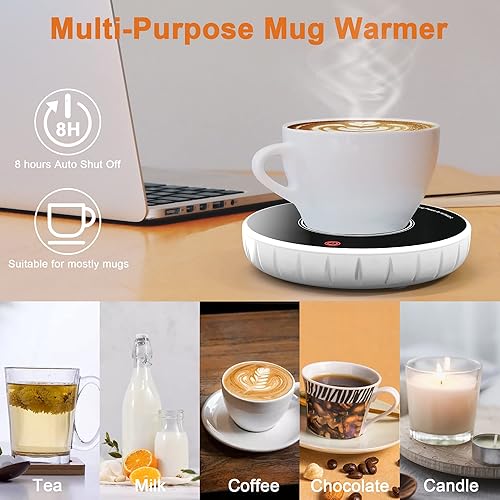 Miniatura 3 de Calentador inteligente de taza de café con apagado automático para uso en escritorio de oficina en casa, control táctil, seguridad tecnológica y