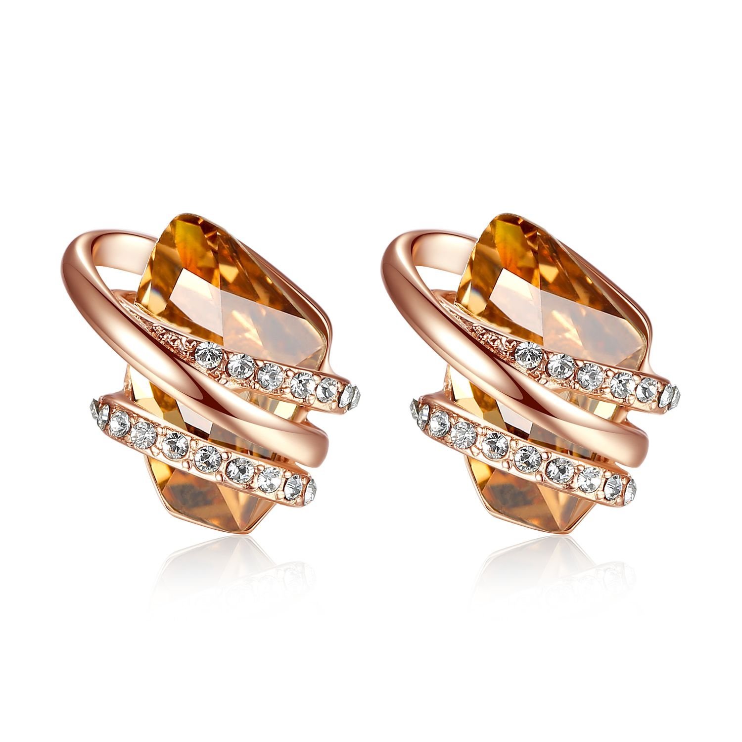 Leafael Wishstone Crystal Stud Earrings for Women, Birthstone Crystal Earrings with Healing Stones, Silver-Tone or Rose Gold Earrings, Allergy-Free Jewellery for Women with Gift Box