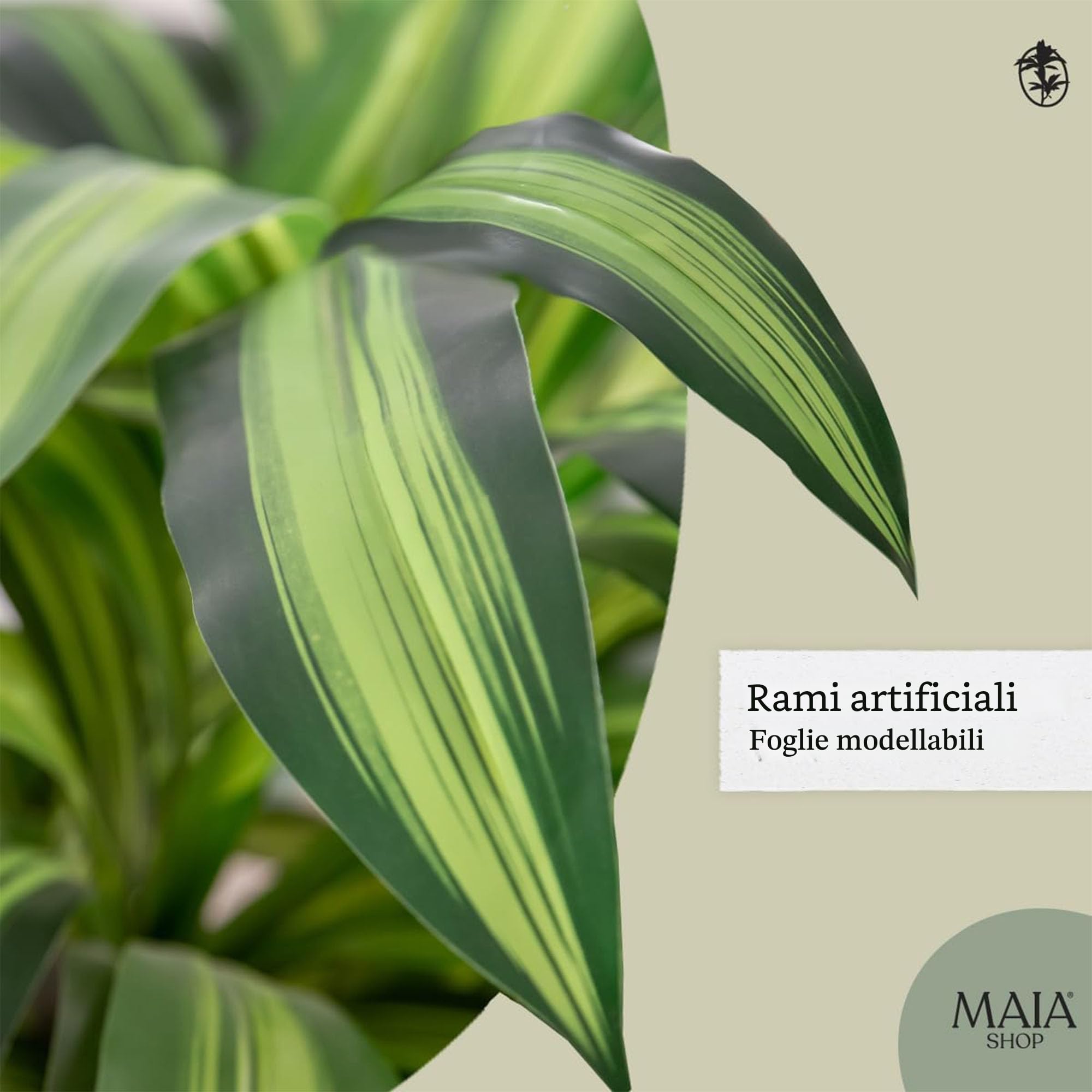 Maia Shop Dracena 120 cm - Pianta Artificiale da Interno | Pianta Artificiale Alta con Foglie Realistiche per Casa Soggiorno Ingresso Ufficio - Vaso Nero Incluso