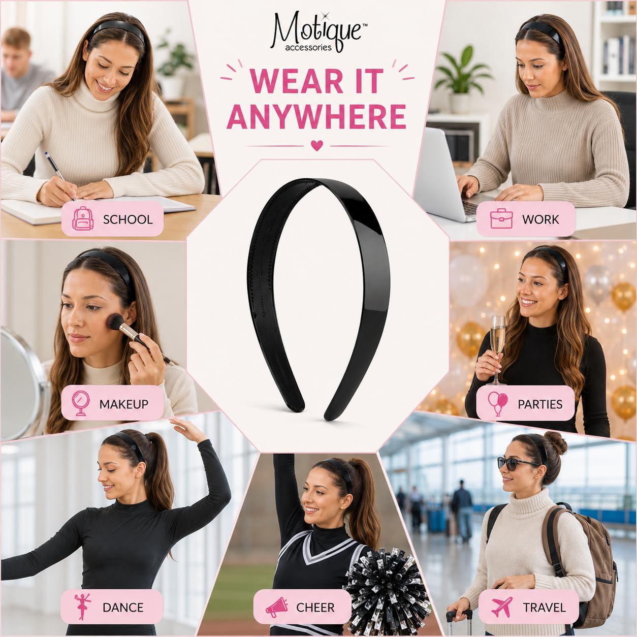 Amazon.com: Motique Accessories Plastic Headband, 1 Inch Wide