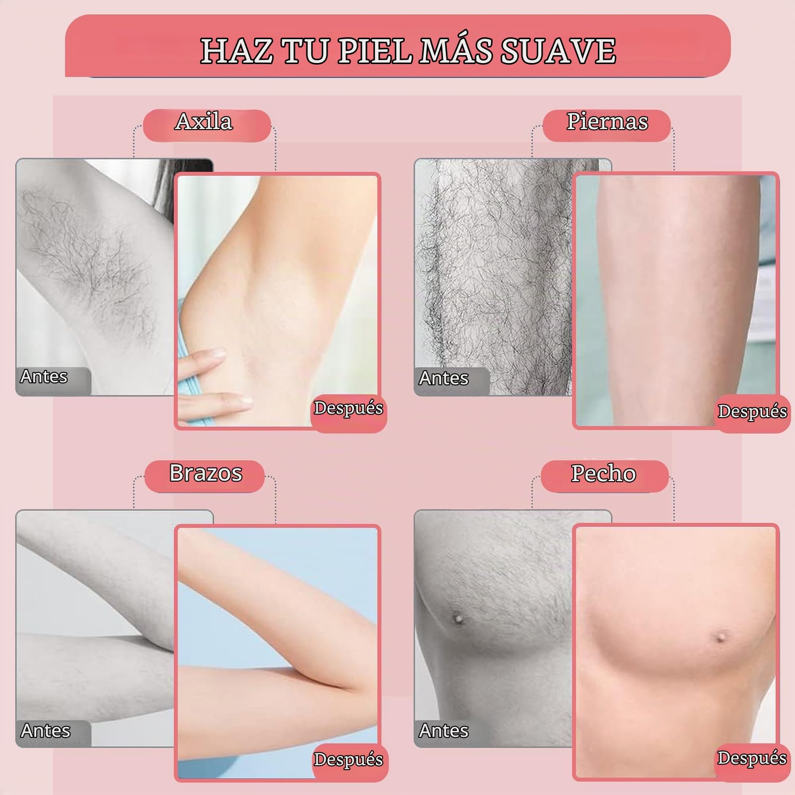 Roll-on Calentador de Cera Profesional, Calentador de Cera Depilatorio Doble, Máquina de Cera Depilatoria con Base de Calentador, para la Cara Axilas Piernas Bikini(Rosa)