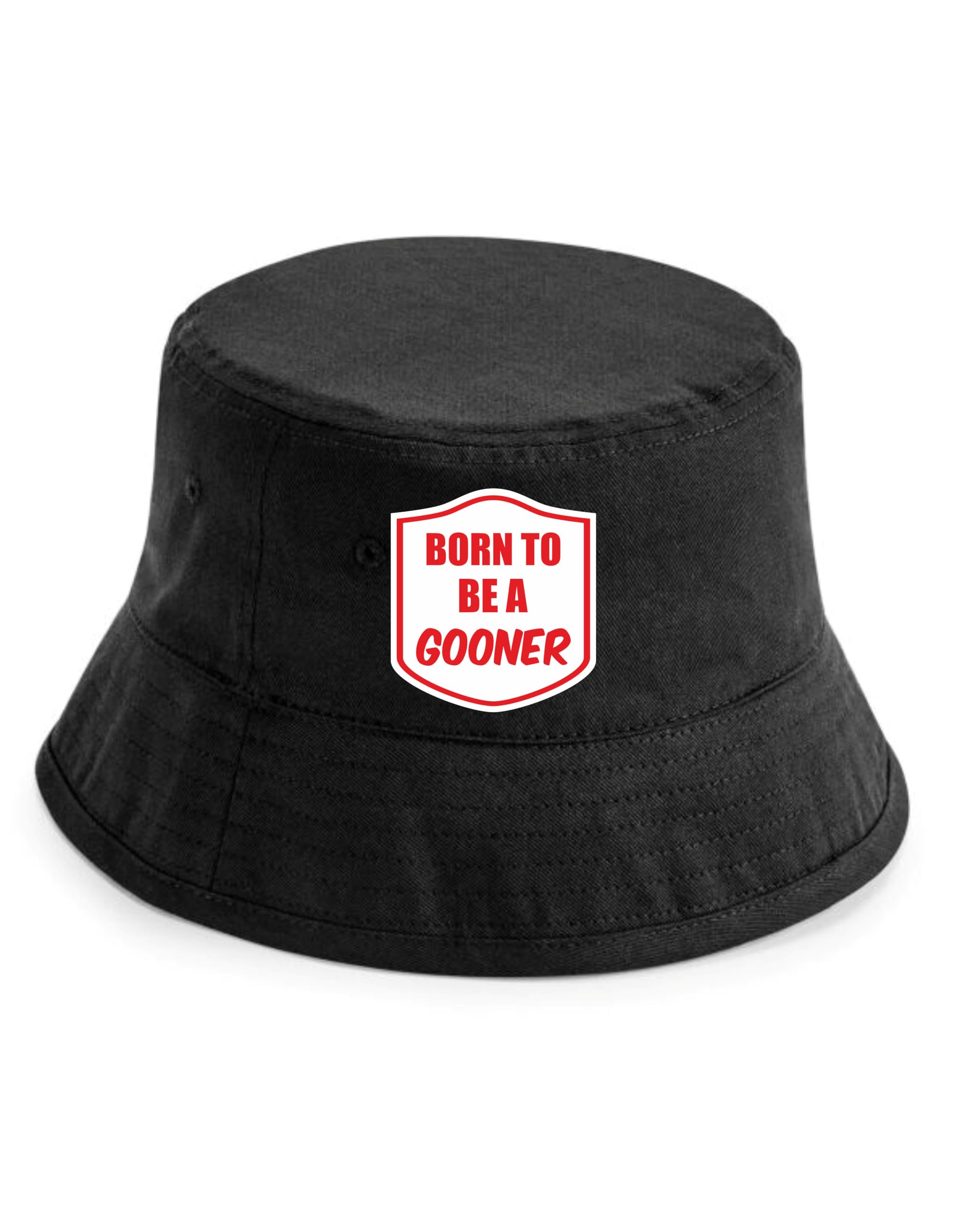 Print4u Unisex Black Born To Be A Gooner Bucket Hat Funny Football Fan Birthday Gift Lxl