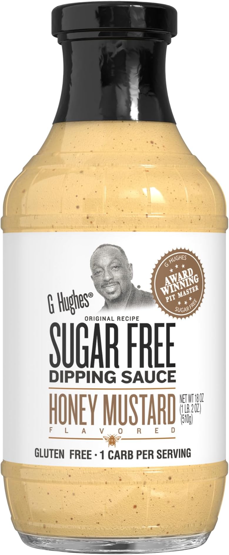 G Hughes Sugar Free Honey Mustard Dipping Sauce - Sugar Free Honey Mustard, Gluten Free Mustard, Low Carb Honey Mustard Dressing, No Added Sugar -18 Oz (1-Pack)
