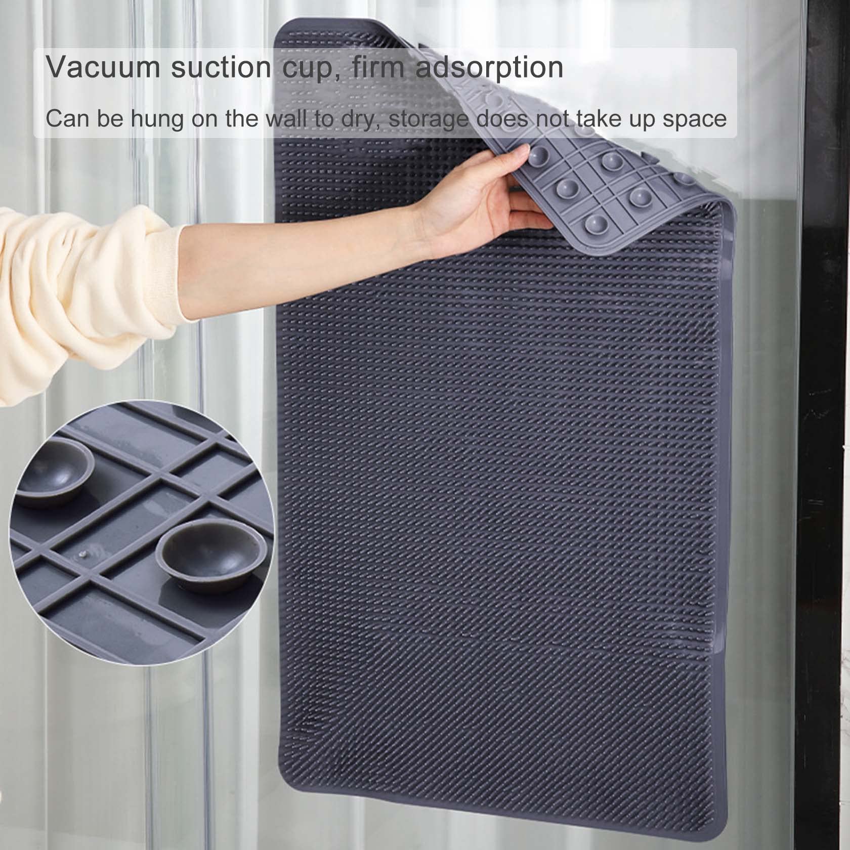 Alfombrillas de Ducha para baño Antideslizantes con ventosas, Almohadilla para pies de Masaje antifatiga, Lavable, fácil Limpieza para Delante de la bañera, Cuarto de Ducha, Gris Oscuro 44 *