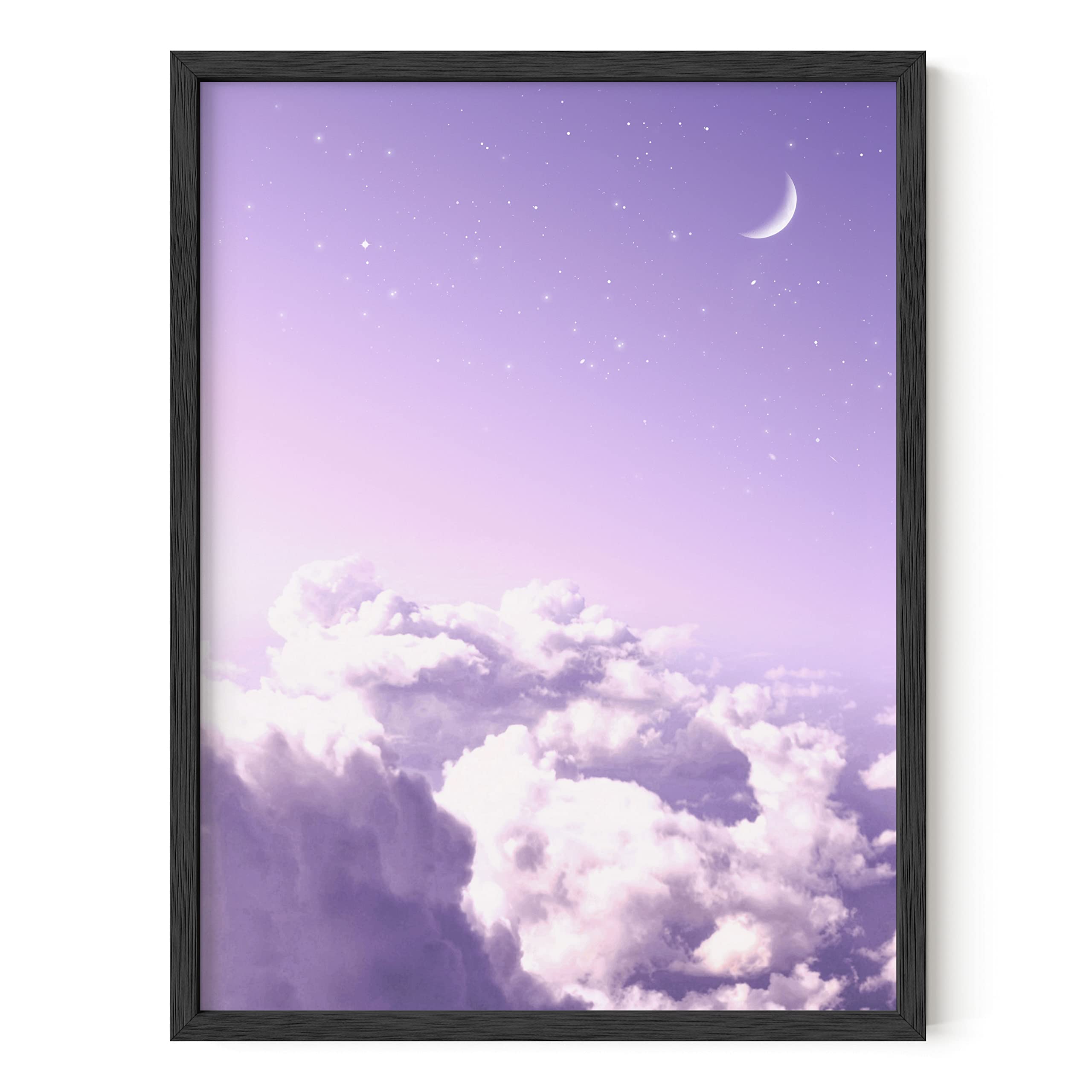 HAUS AND HUES Purple Wall Decor - Cloud Wall Decor Purple Pictures Cloud Wall Art Aesthetic Room Decor for Girls Unframed 12" x 16"