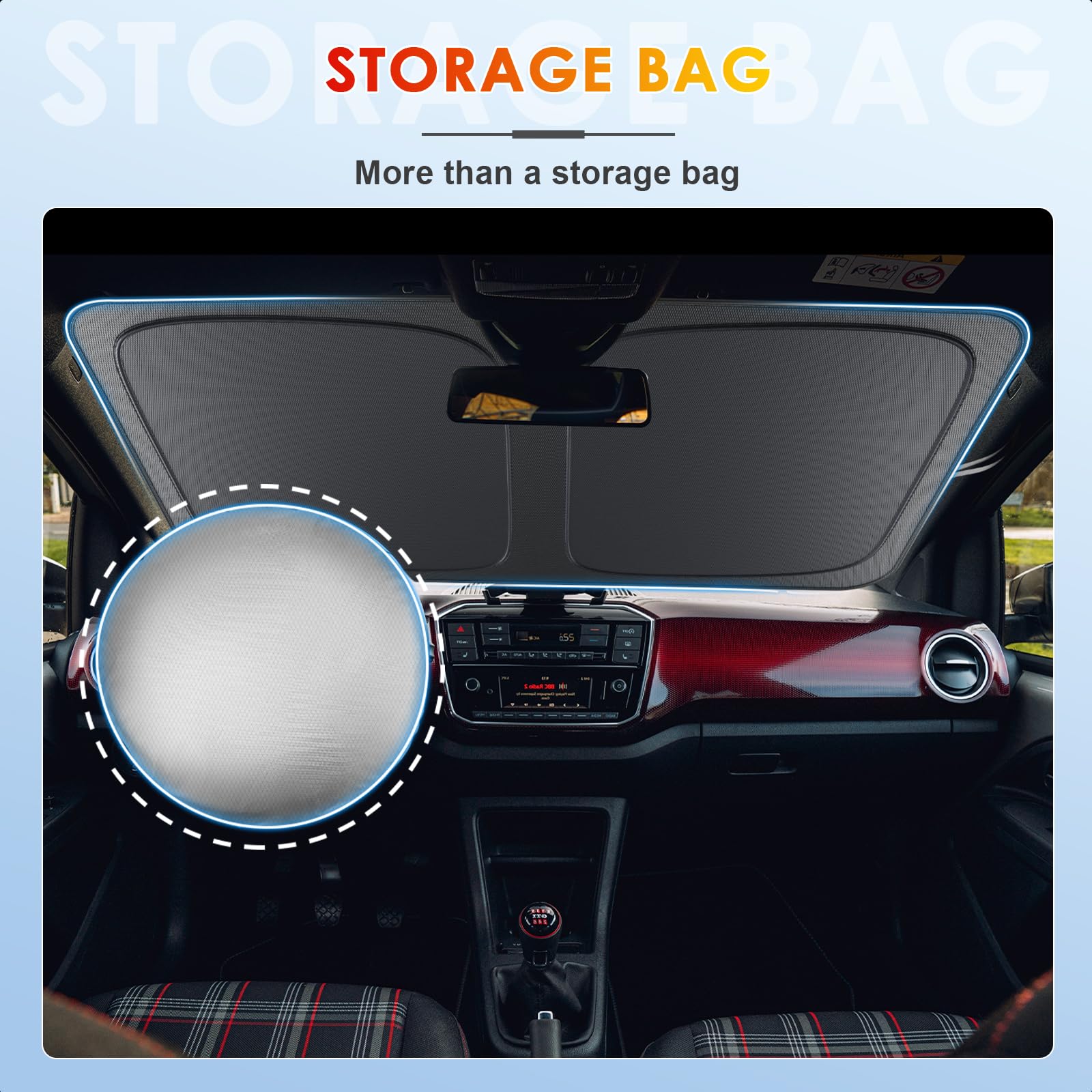 [Actualización] BSTW Parasol Plegable para 2013-2023 VW UP/Seat MII/Skoda Citigo Cubierta para Parabrisas con Protección UV y Térmica Parasol VW Up Accesorios