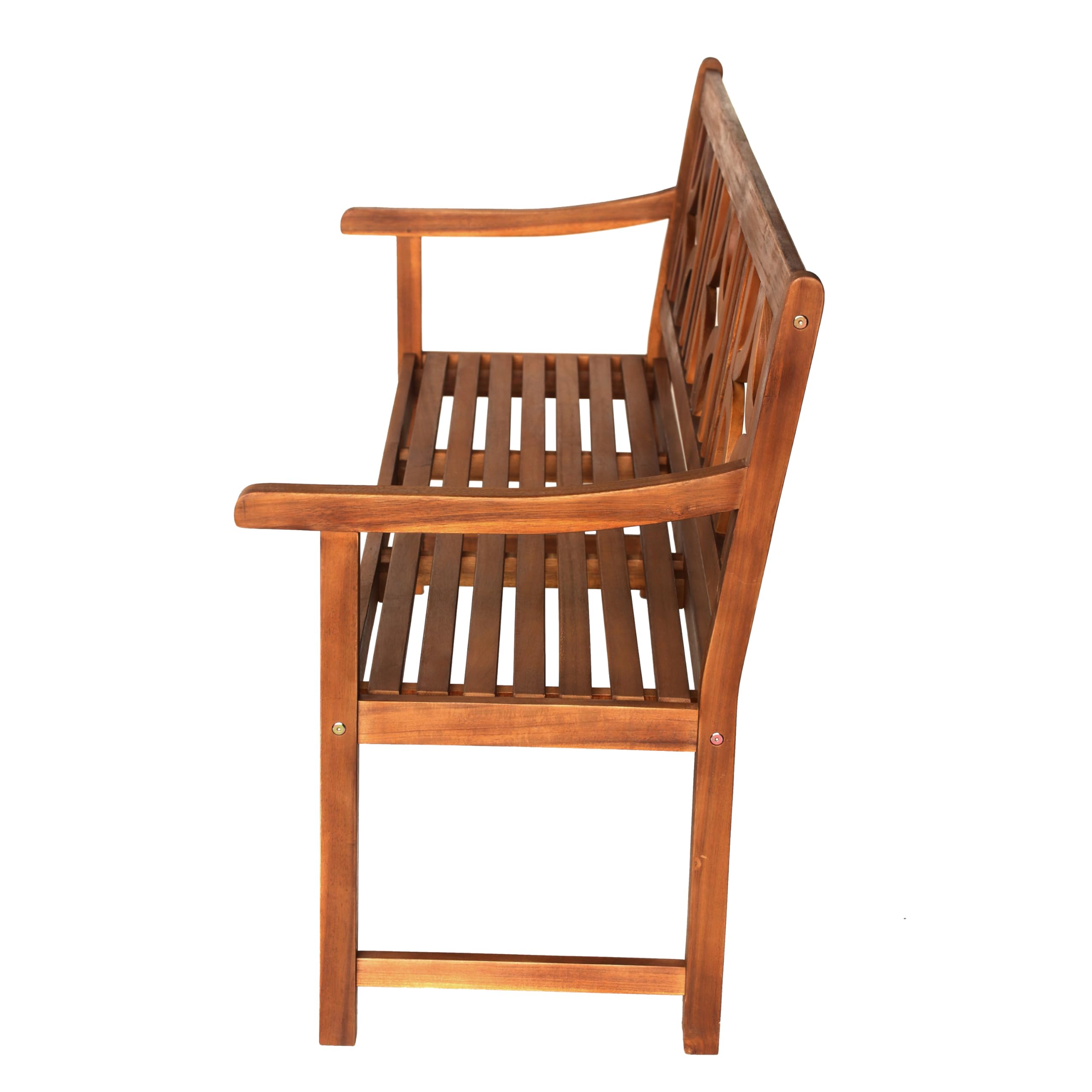 JONATHAN Y BNH100A Sloane 3-Seat Ogee Diamond-Back 600-Lbs Support  Acacia Wood Outdoor Garden Patio Bench For Garden