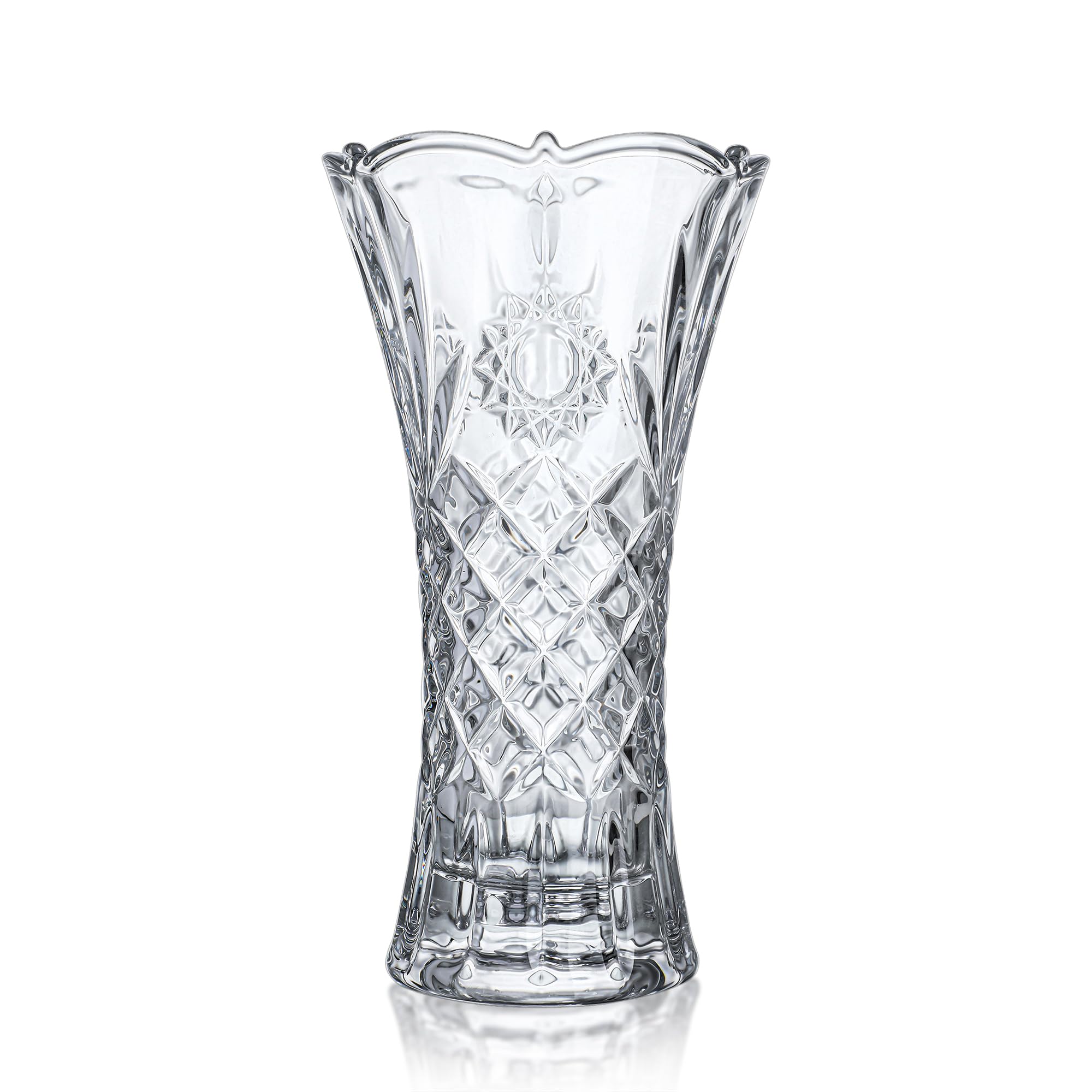 kanpura 11.2'' Clear Tall Crystal Vase Glass Vases for Flower Thickened Flower Vase for Christmas Party Centerpieces(1 Piece)