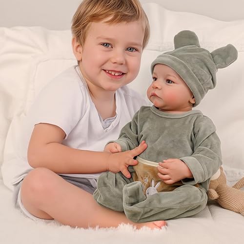 Miniatura 5 de BABESIDE Eyes Open Reborn Baby Doll - Muñeca realista de bebé recién nacido de 18 pulgadas, cuerpo completo, de vinilo, para bebé recién nacido,