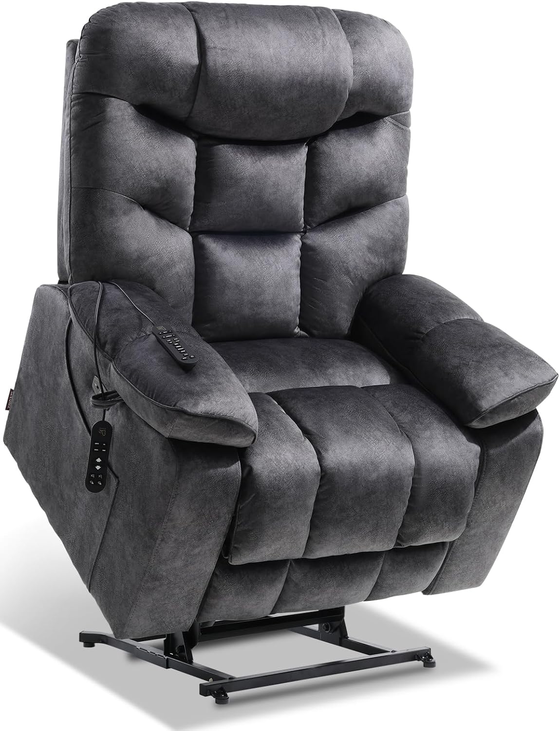 EONIX Oversized Power Recliner Chair for Elderly, Large Lay Flat Dual Motor Power Lift Recliner Chair 400lbs, Oversized Extra Wide Recliner with Extended Footrest, Heat & Massage, Black