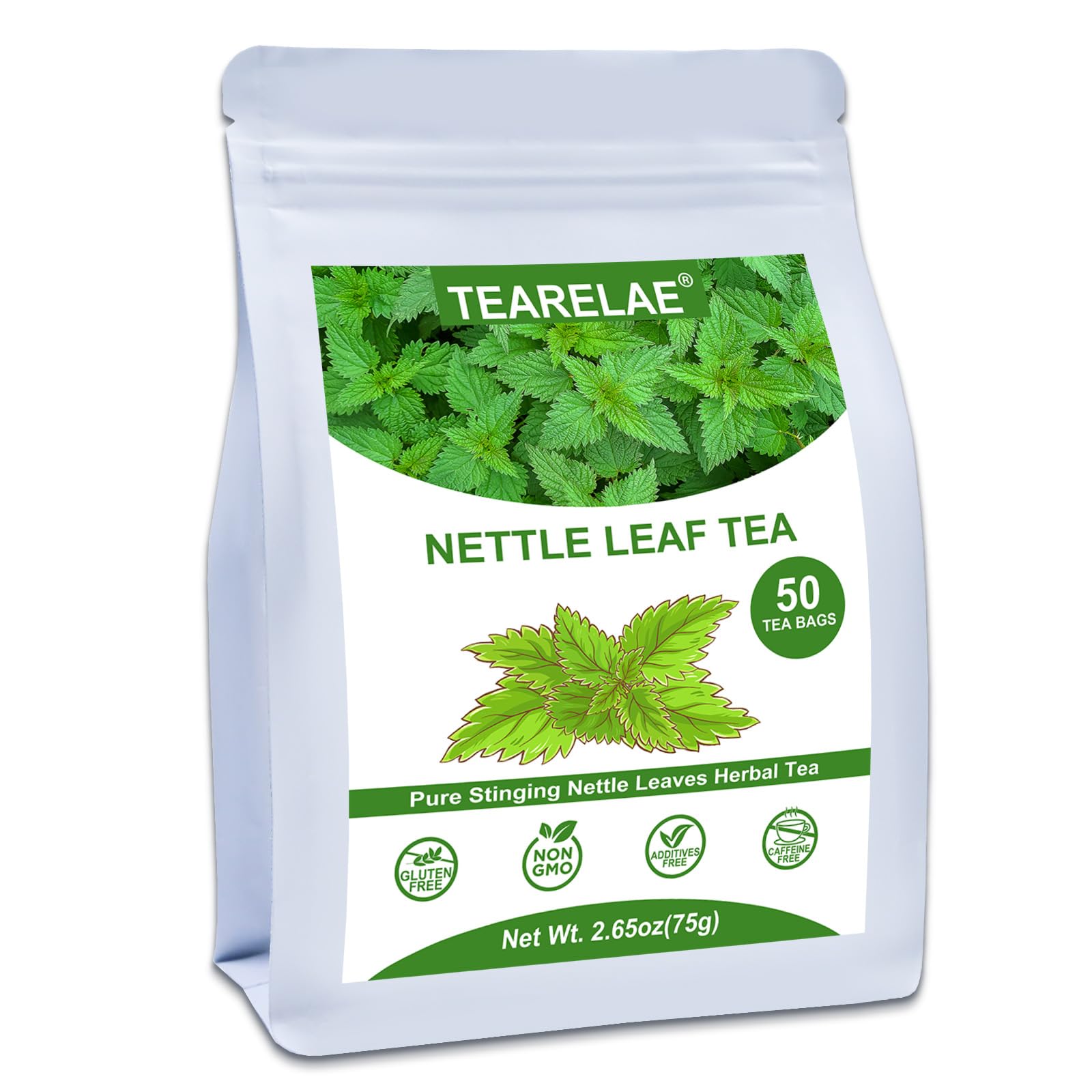 TEARELAE - Nettle Leaf Tea - 1.5g x 50 Counts - Premium Stinging Nettle Tea Bags - Non-GMO - Caffeine-FreeTEARELAE - Nettle Leaf Tea - 1.5g x 50 Counts - Prem…