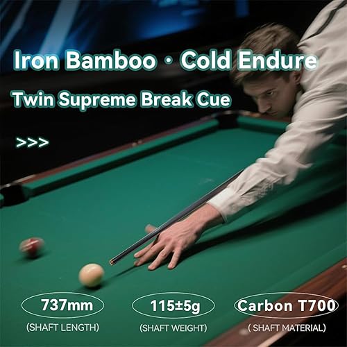 Miniatura 7 de Taco de piscina de fibra de carbono de 58 pulgadas, suministros de piscina de punta de 0.508 in, suministros de billar, bola de ajuste recto hecha a