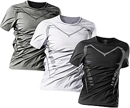 Pack 3 Camisetas Deporte Hombre - Camisetas Hombre Manga Corta de Secado Rápido Respirable Ropa Gimnasio Running Fitness y Padel