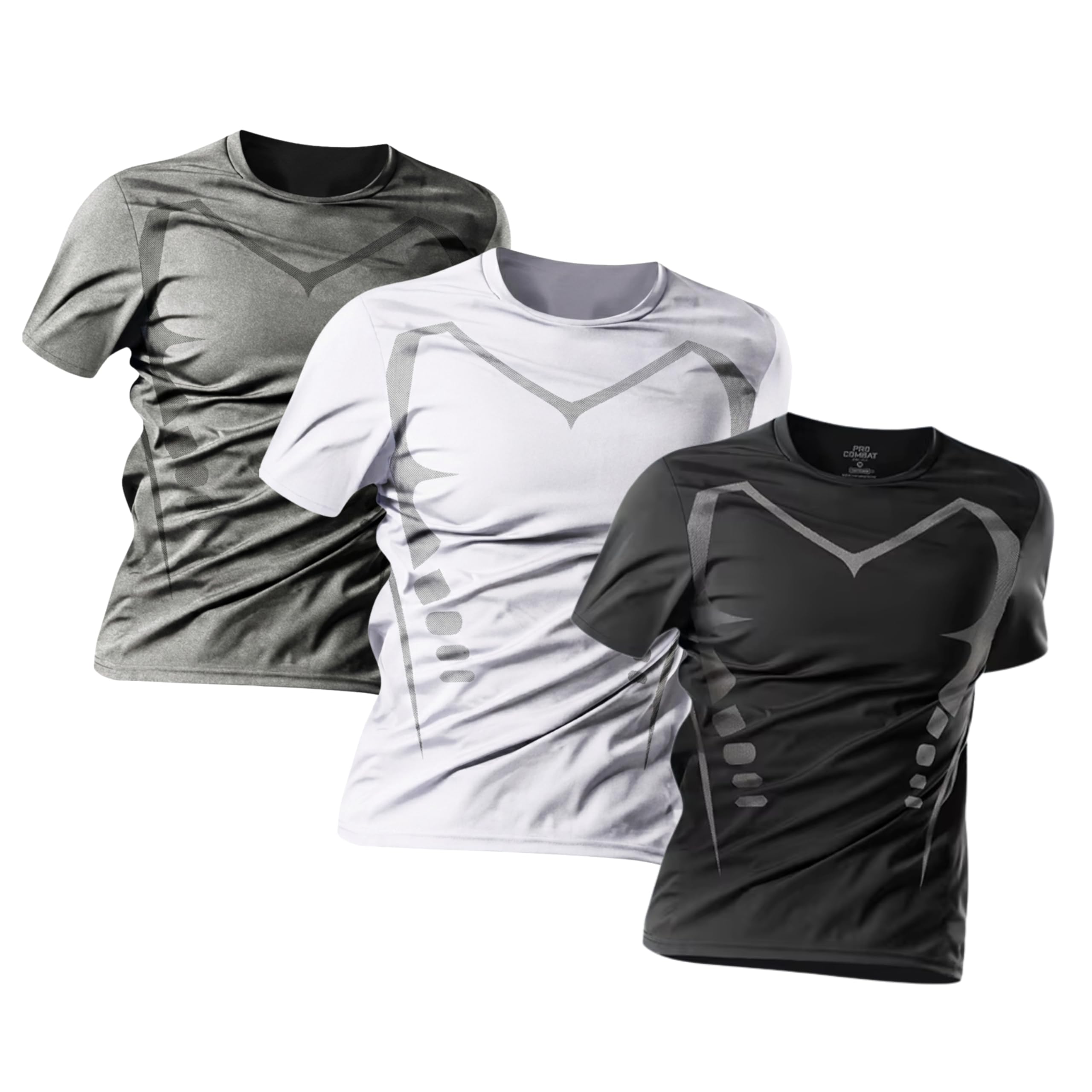 Pack 3 Camisetas Deporte Hombre - Camisetas Hombre Manga Corta de Secado Rápido Respirable Ropa Gimnasio Running Fitness y Padel - 2