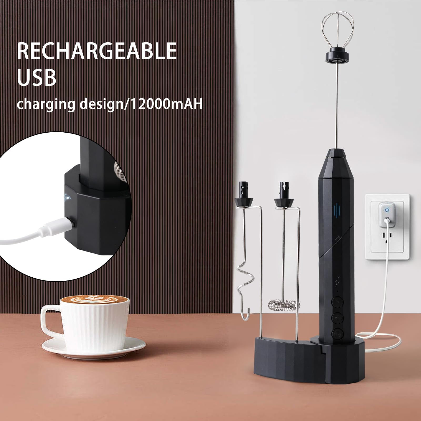 Montalatte Elettrico USB-C Pieghevole - 3 Velocità, 3 Fuste Acciaio, Per Caffè E Matcha - Foto 6