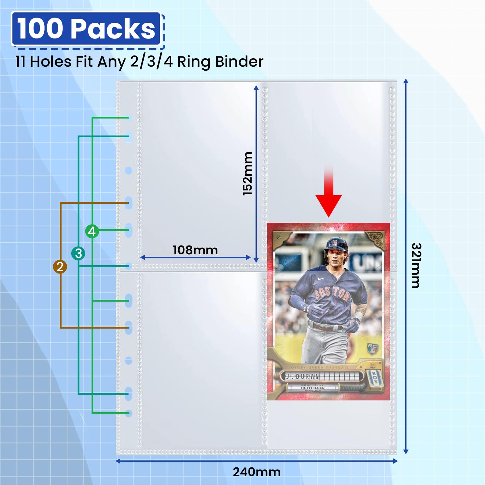 100 Pack Tasche A4 Foto Maniche,Raccoglitore Carte,4 Scomparti,Porta Cartoline A4,Buste Trasparenti Cartoline Inserimento,per La Protezione di Foto,Documenti,Cartoline(10,8 x 15,2 cm)