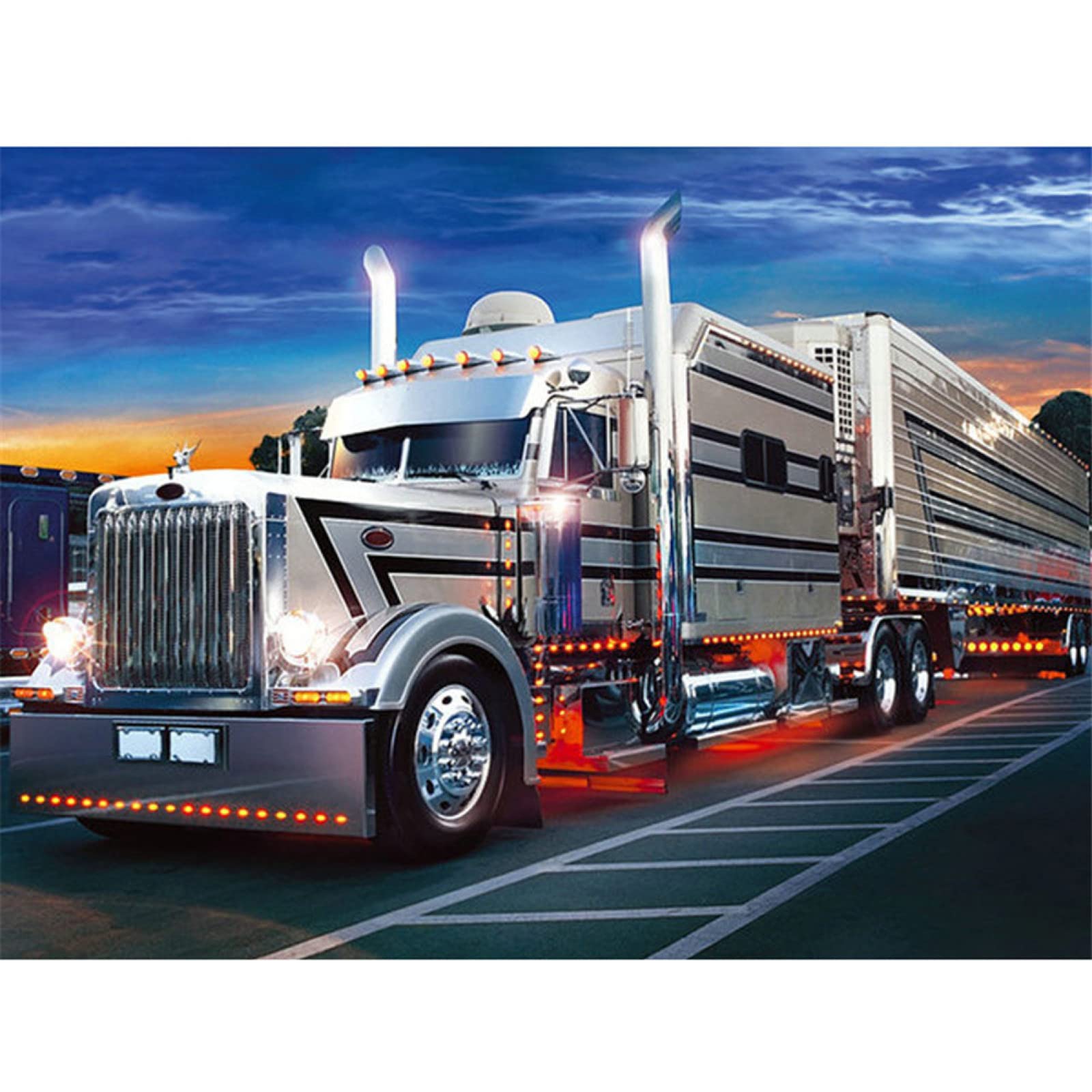 Peinture Diamant 5D Grand Format Camion Bleu - Kit Complet DIY Strass Broderie Diamant 40x60cm Pour Décoration Murale & Loisirs Créatifs