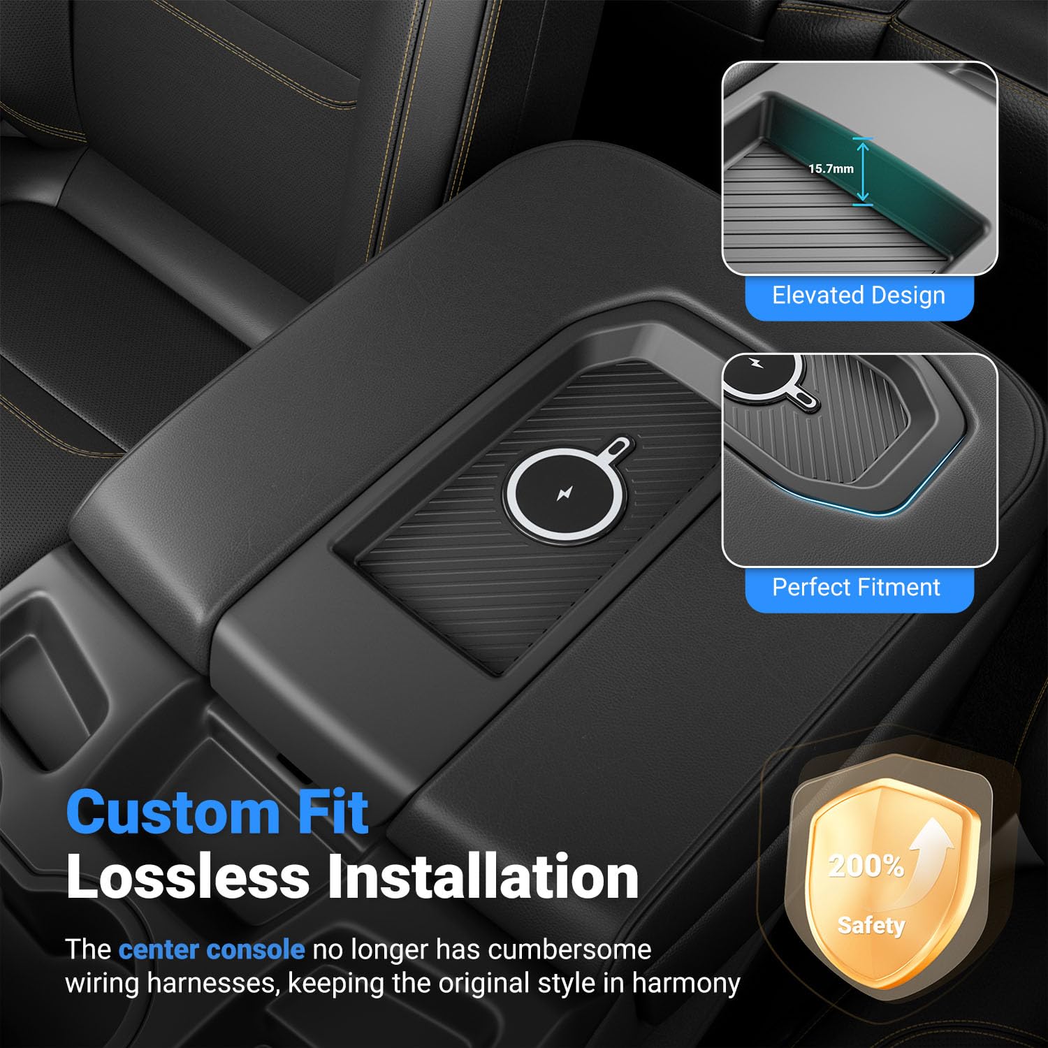 Magnetisches kabelloses Ladegerät, kompatibel mit Chevy Silverado GMC Sierra 1500 19-26 2500HD 3500HD Wireless Charger Tray Jump Seat Ersatz für Chevy Silverado Zubehör