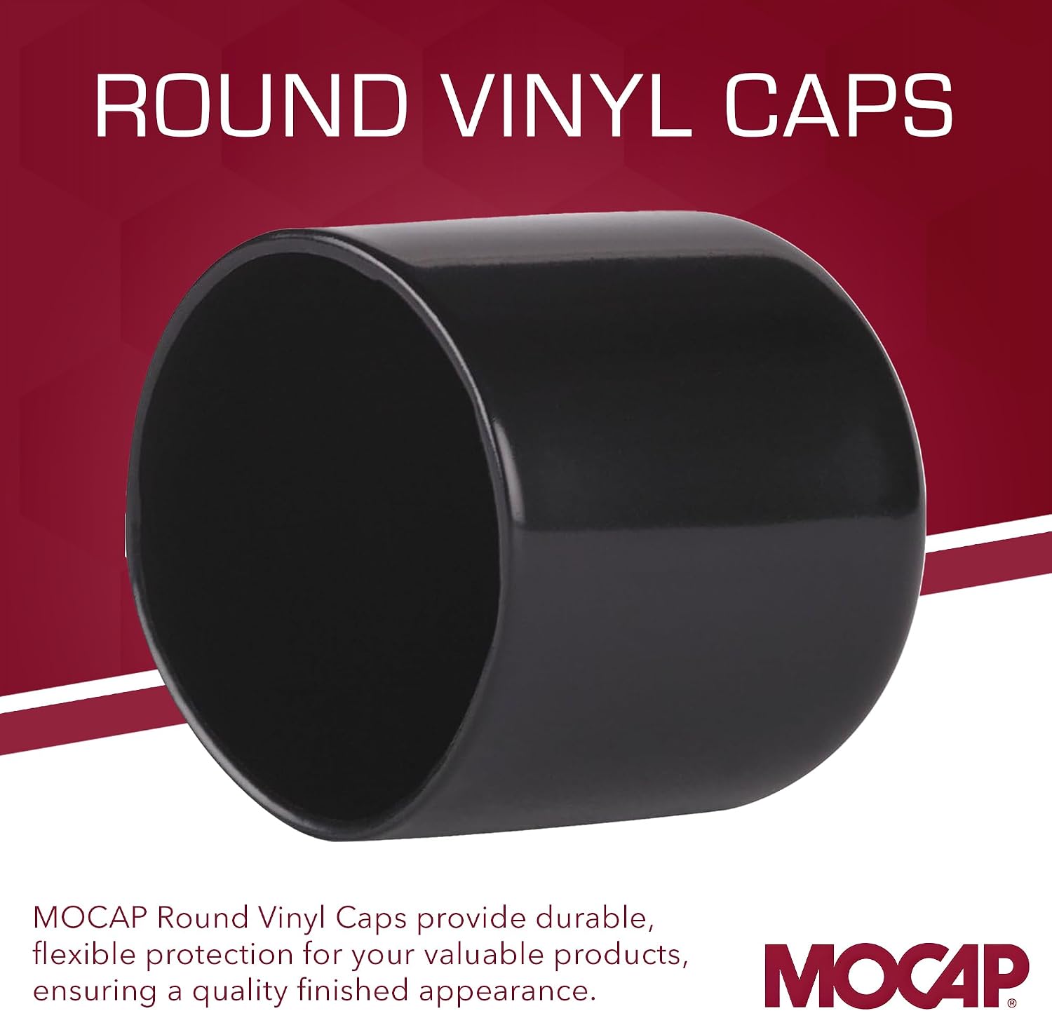 Round Vinyl Caps - 1.000" x 1.500" Round Vinyl Cap (RVC9041) Material: Black MOCAP RVCC9041-25 (qty20)
