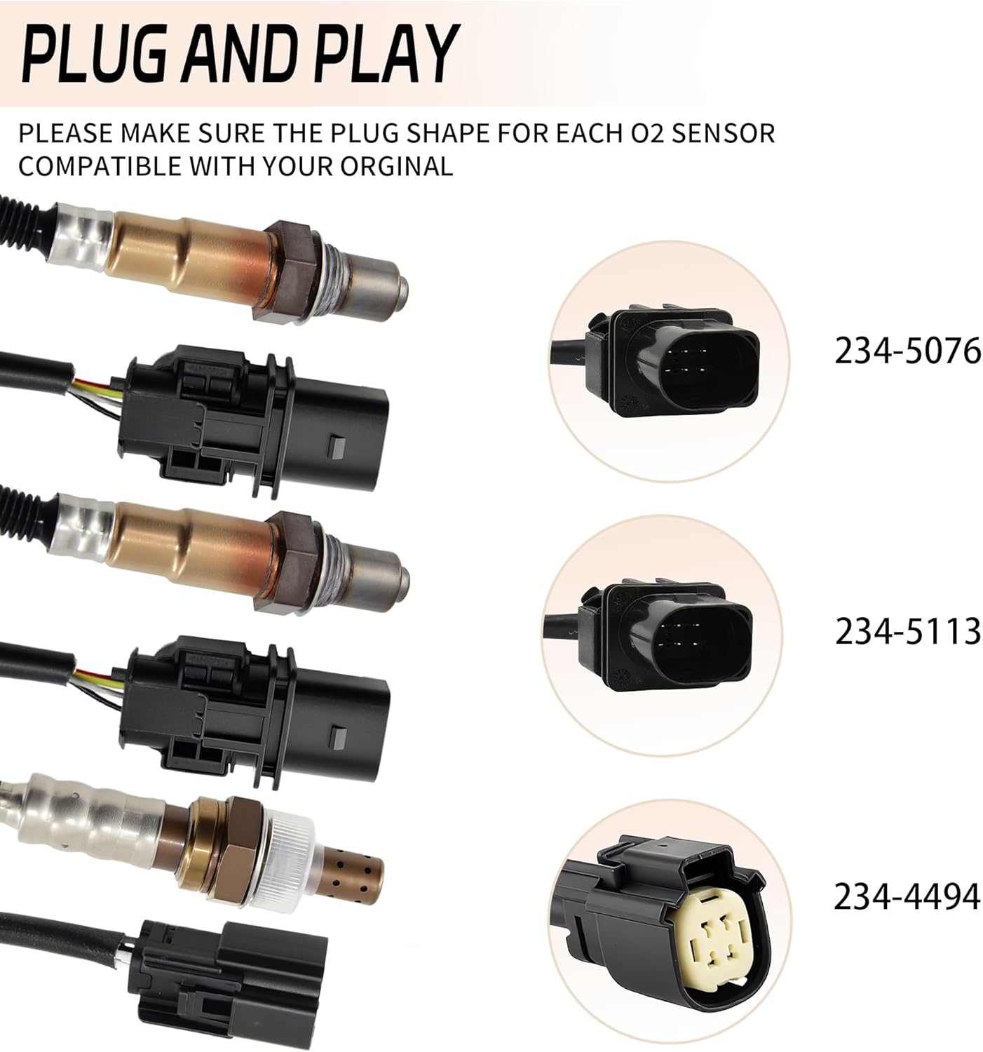 4Pcs Oxygen Sensor Upstream & Downstream 234-5076 234-5113 234-4490 Compatible for 2011-2014 Ford F150 [3.5L V6 Turbocharged Only]