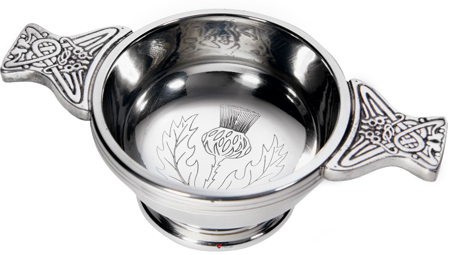 Scottish Quaich Small Thistle Flower Engraved Tasting Bowl Ideal Christening Gift