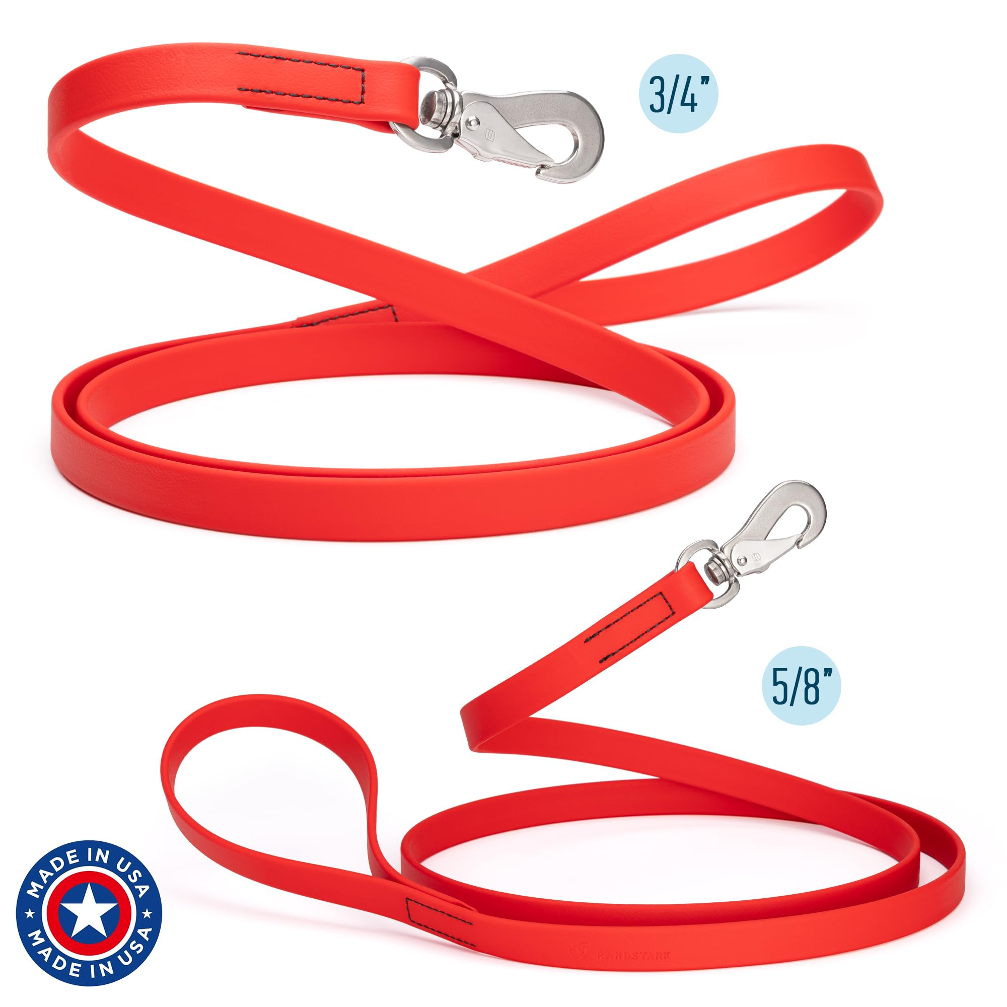 Biothane - Correa impermeable y duradera para perro con gancho giratorio de acero inoxidable Herm Sprenger, 6 pies, para perros medianos y grandes, fabricada en Estados Unidos (rojo cereza,