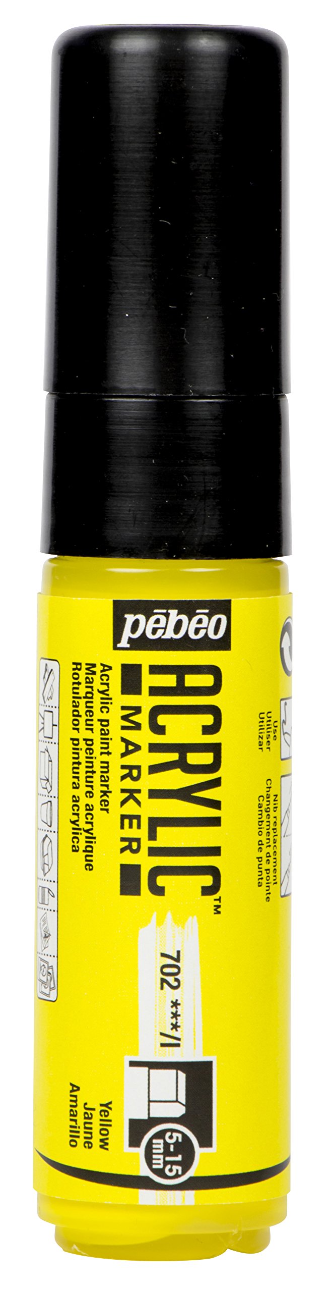 Pébéo 201702 - Pennarello acrilico, punta 5-​15 mm, colore: Giallo