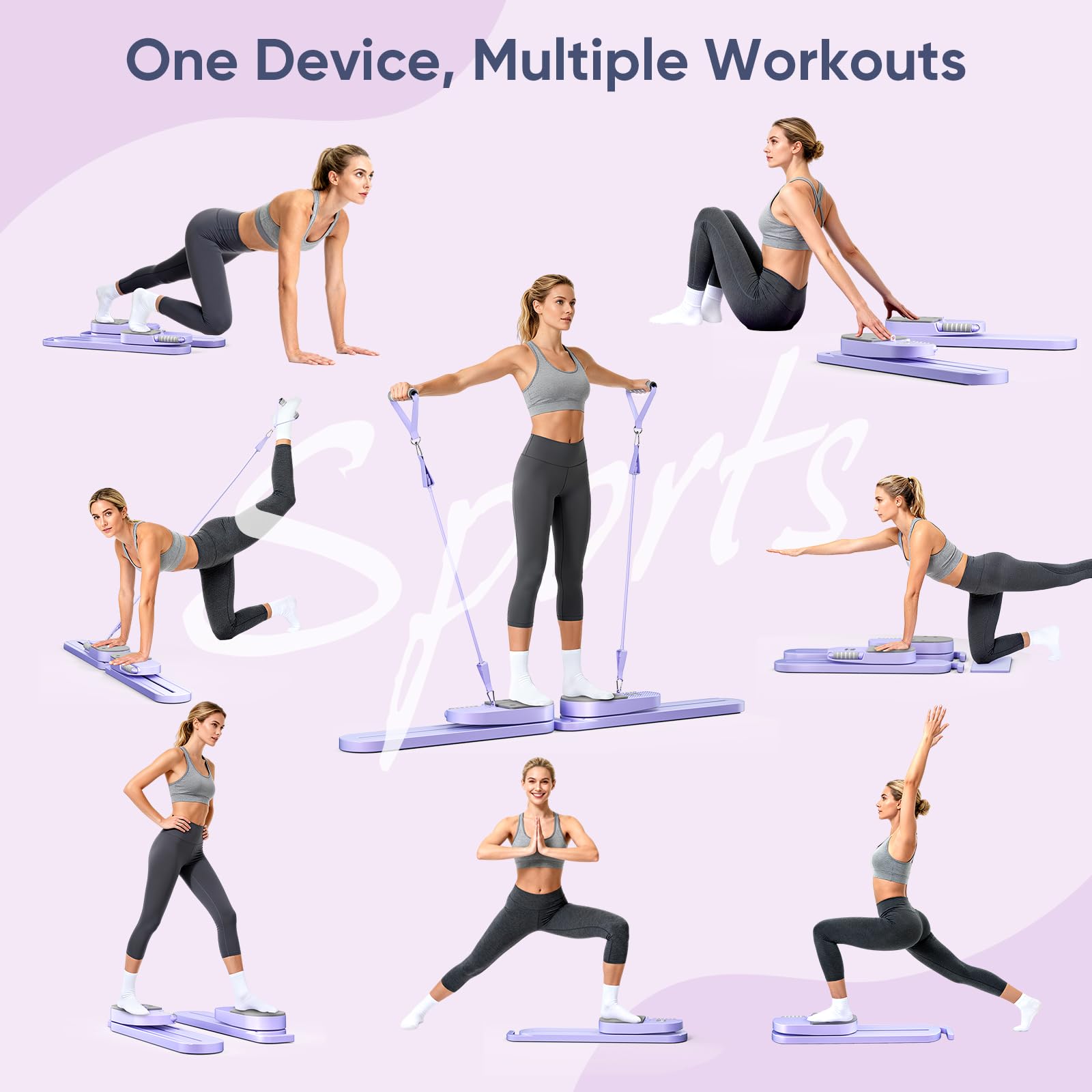 Planche de Pilates Split, LED Reformer Pilates Machine for a Complete Body Workout, Multifunctional Device for Abdominals and Muscle Strengthening at Home