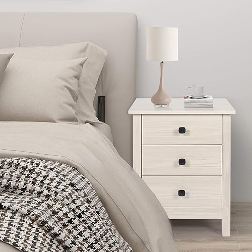 Miniatura 6 de GBU - Mesitas de noche para dormitorio; juego de 2 mesitas de noche de madera con cajón para el hogar Grano de madera blanca (3 cajones),Grano de