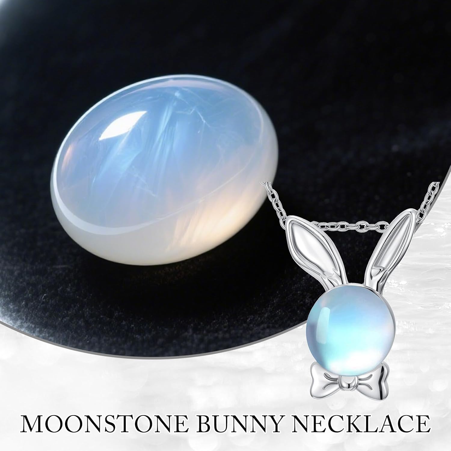 Moonstone Bunny Necklace for Women 925 Sterling Silver Moonstone Rabbit Animal Pendant Ladies Jewelry Gifts - Image 5