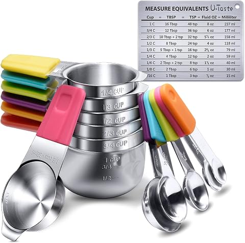 U-Taste Magnetic Measuring Cups and Spoons Set of 13 in Stainless Steel