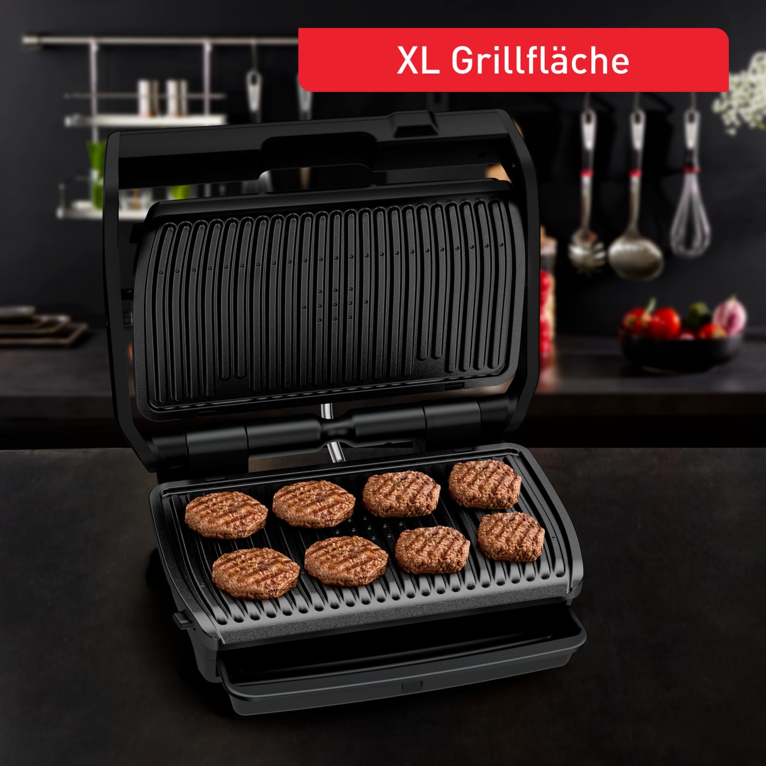 Tefal OptiGrill Elite XL GC760812 - Barbacoa de contacto con 16 programas, pantalla digital con indicador de cocción, placas XL desmontables, parrilla eléctrica, color negro