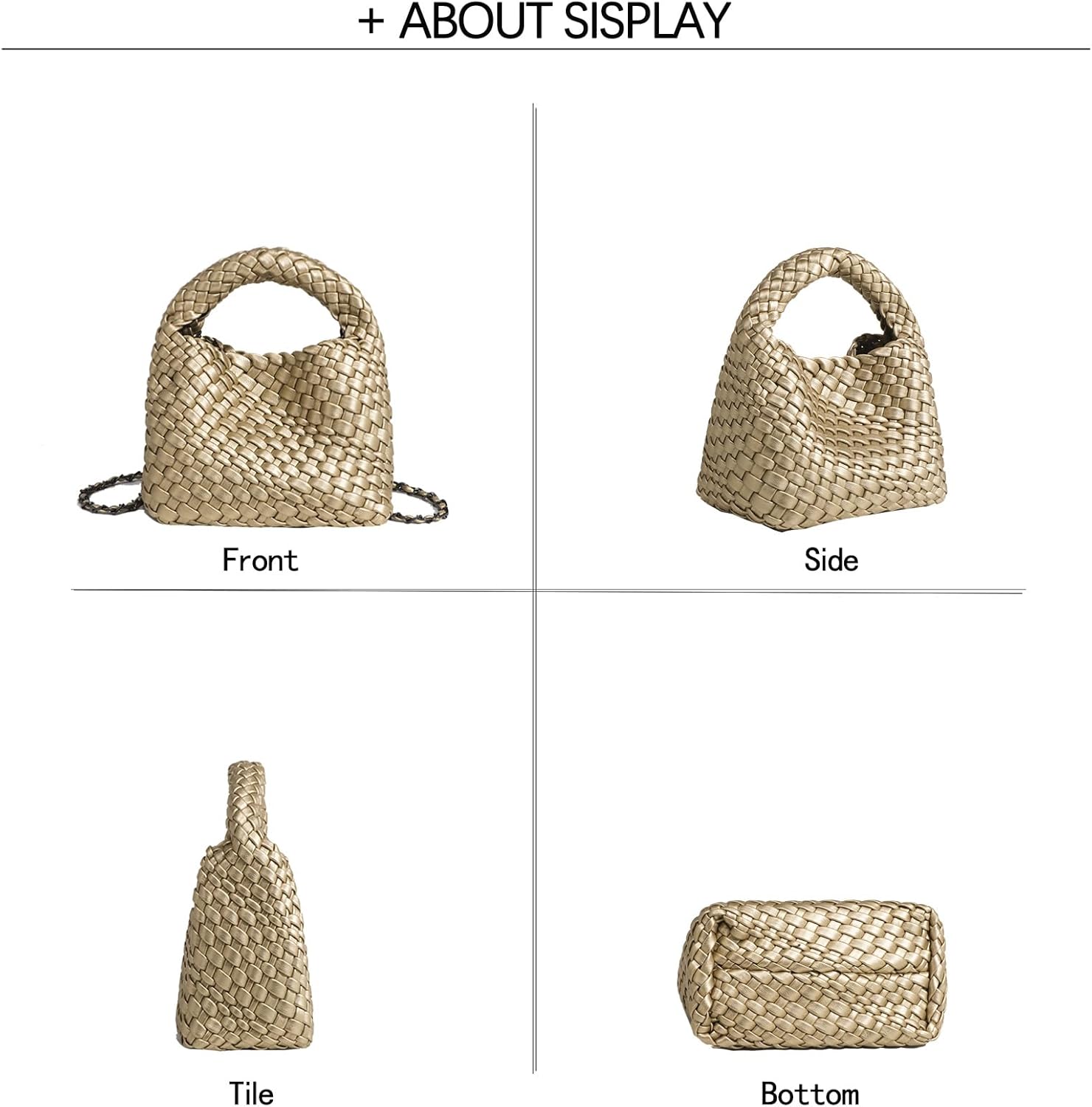 JINMANXUE Fashion Mini Handbag For Women, Woven Tote Bucket Composite Bag Knitting Chain Bags, Crossbody Shoulder Purses - Image 7